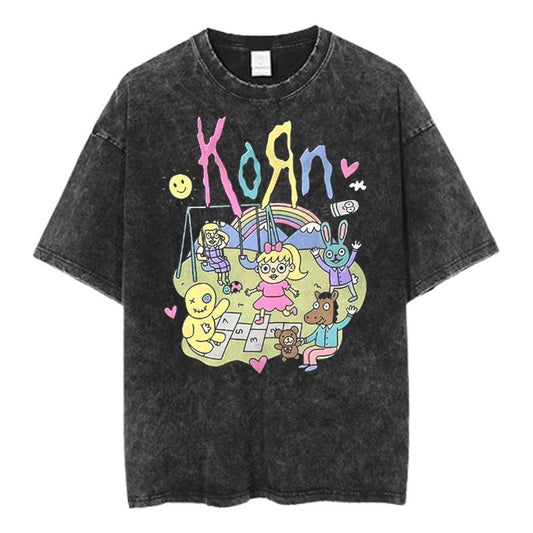 Vintage Korn Graphic Tee, Colorful Korn Shirt, Music Band Graphic Shirt, Rock Music Apparel, 90s Inspired Design, Unisex Concert Shirt, Classic Music Gear