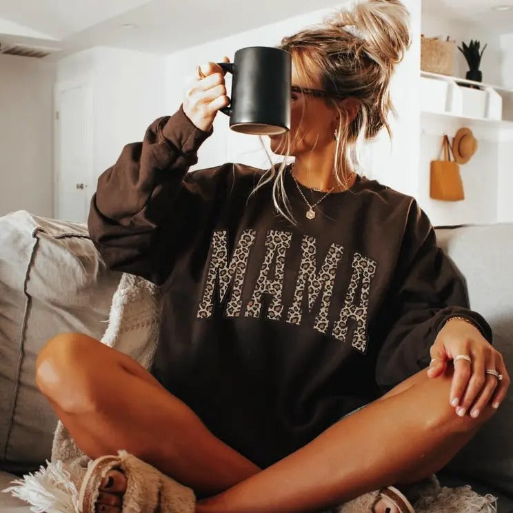 Vintage Leopard Mama T-Shirt, Mom LIfe Shirt, Mothers Day Gift, New Mom Gift Hoodie, Sweatshirt | InkThreadWorks.com