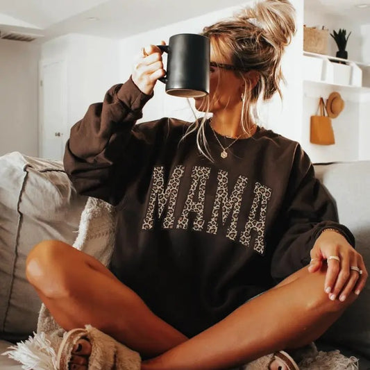 Vintage Leopard Mama T-Shirt, Mom LIfe Shirt, Mothers Day Gift, New Mom Gift Hoodie, Sweatshirt | InkThreadWorks.com
