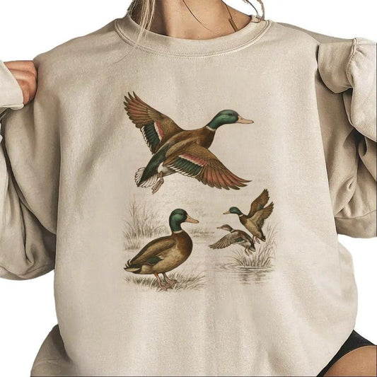 Vintage Mallard Flight Hunting Crewneck Sweatshirt Unisex T-shirt Hoodie Cotton Pullover Womenswear Day Polyester Printed