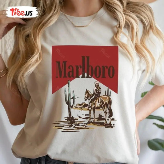 Vintage Marlboro Cowboy T-Shirt Retro Tee Wild West Hoodie, Sweatshirt | InkThreadWorks.com