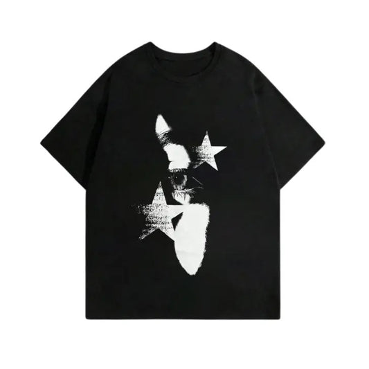 Vintage Men's Regular Fit Star & Eye Print Round Neck Graphic Tee, Sweatshirt, Hoodie Gift For Women Top Womenswear Underwear Cotton Polyester