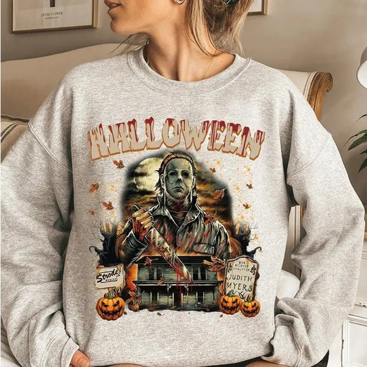 Vintage Michael Myers Halloween Sweatshirt, Halloween Horror Movie Shirt, Trending K1ller Character Halloween Crewneck Sweater for men and women Womenswear Check