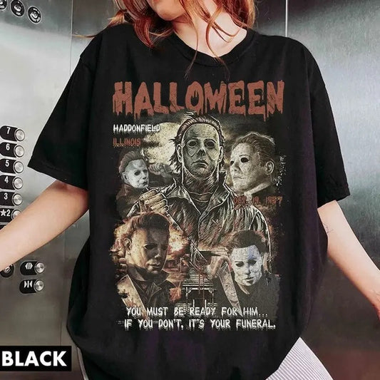 Vintage Michael Myers Halloween T-shirts, Michael Myers Horror Movie Shirt, 13th Of June Michael Myers Tee, Gift for Halloween Party 2024 Top Womenswear