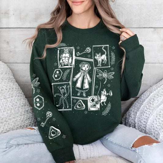Vintage Movie Hoodie, Valentine Hoodie,Coraline Three Ghost finding Sweatshirt Hoodie, Coraline Fantasy movies tshirt