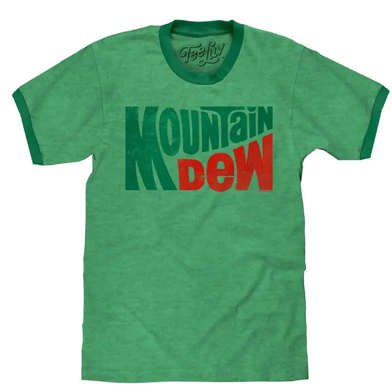 Vintage Mt Dew Ringer T-Shirt - Green Hoodie, Sweatshirt | InkThreadWorks.com