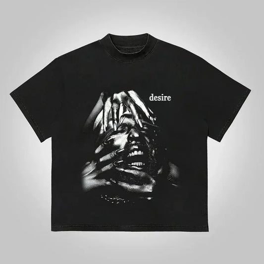 Vintage Mummy Struggle Desire Graphic Print Cotton T-Shirt graphic  tees Crewneck Menswear