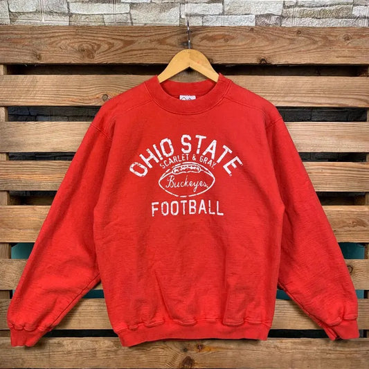 Vintage Ncaa Ohio State Sweatshirt Ohio State Pullover Sweater Ohio State Crewneck Jumper Ohio State Graphic Logo Red Colour Small Size