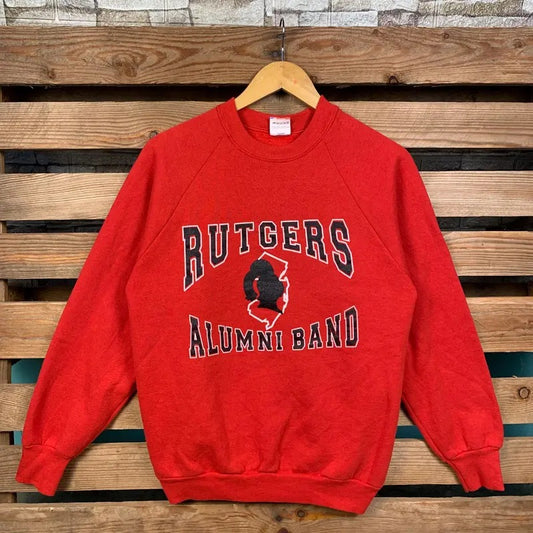 Vintage Ncaa Rutgers Alumni Band Sweatshirt Rutgers Crewneck Jumper Sweater Rutgers Pullover Sweater Rutgers Graphic Logo Red Colour