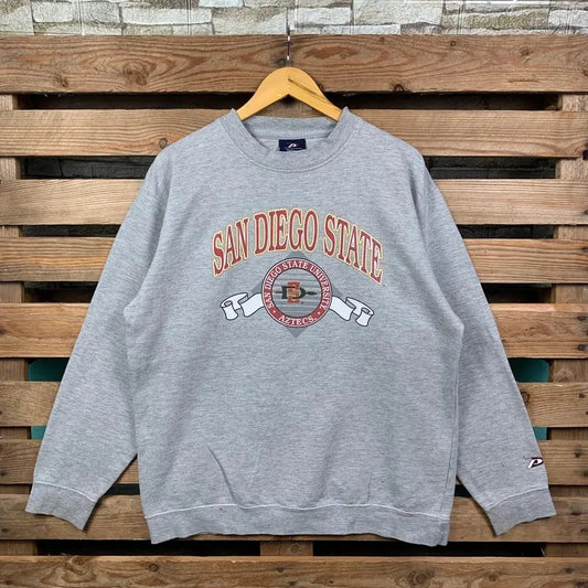 Vintage Ncaa San Diego State Sweatshirt San Diego Crewneck Jumper San Diego State Pullover Sweater San Diego State Print Graphic Logo Grey