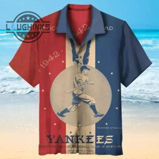 Vintage New York Yankees Hawaiian Shirt Baseball Gift For Boyfriend Ny Yankees Button Up Shirt And Shorts Mlb Baseball Aloha Beach Shirt