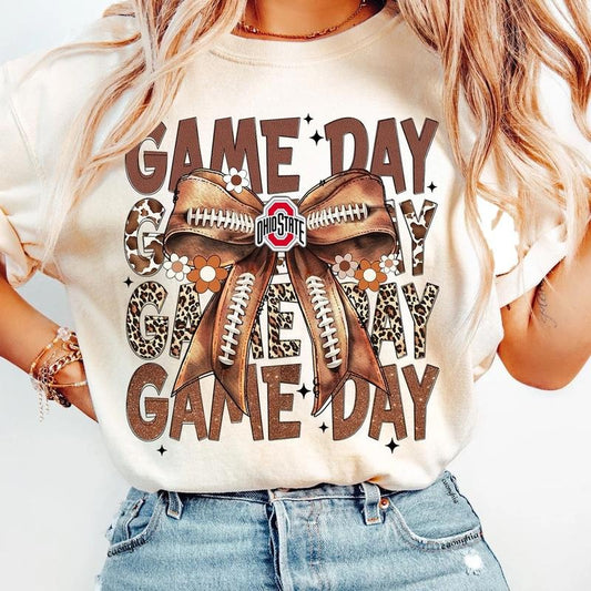 Vintage Ohio Bukeyes Football Coquette Bow Game Day Shirt, Gameday Women's Sweatshirt, Tis the Football Season Shirt...