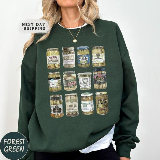 Vintage Pickle Jar Sweatshirt, Canned Pickles Sweatshirt, Funny Pickle Sweater, Christmas Pickle Lover Shirt Hoodie