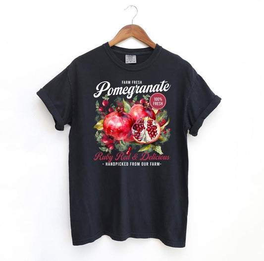 Vintage Pomegranate Womens Tshirt, Comfort Colors Vintage Tees, Fruit Funny Graphic Tees, Fruit Lover Shirt Fit Top