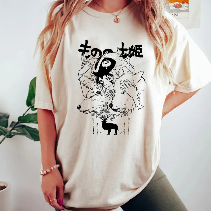 Vintage Princess Mononoke Tshirt, Studio Ghibli Shirt, Miyazaki Hayao, San, Moro, Anime Gift