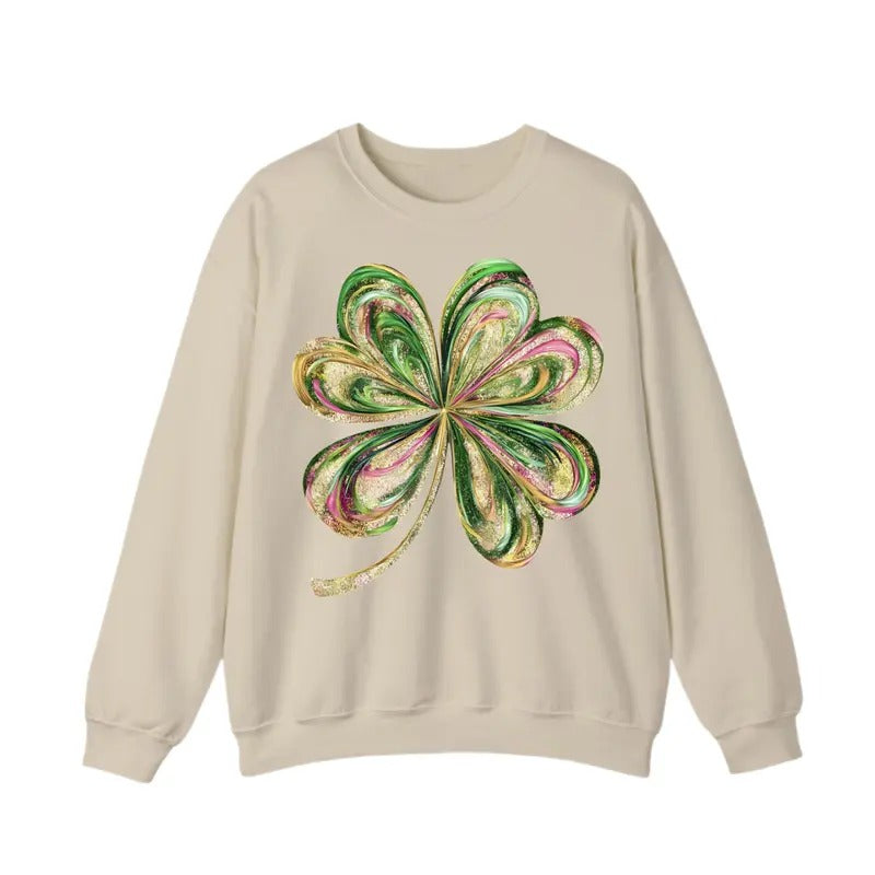 Vintage Shamrock, St. Patrick's Day Sweatshirt, Gift For Men And Women, Happy Shamrock Sweatshirt Fabric Menswear