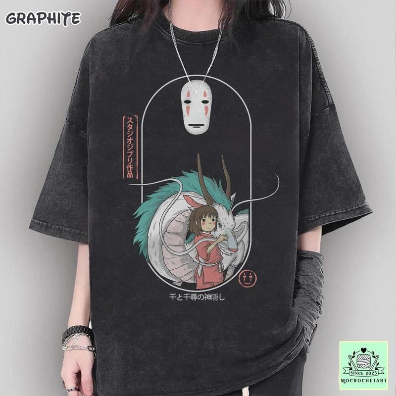 Vintage Spirited Away Shirt, Sweatshirt, Hoodie, Studio Ghibli Shirt, No Face, Haku, Chihiro Shirt, Studio Ghibli Gift Shirt
