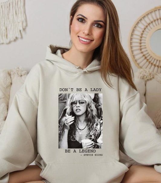 Vintage SteviNicks Unisex Hoodie, Fleetwood Mac Shirt, SteviNicks 2024 Tour Hoodie, Stevi Shirt Fan Gifts, Don't be a Lady be a Legend Hoodie Cotton Fabric