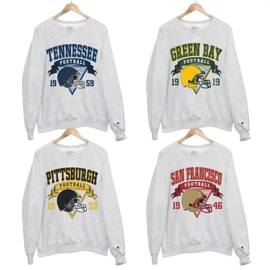 Vintage Style All Team Football Crewneck, Retro  Football Sweatshirt, Game Day Crewneck T-Shirts, Hoodie | InkThreadWorks.com