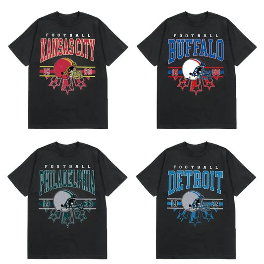 Vintage Style All Team Football T-Shirt in Black, Football Fan Gift, Game Day Shirt Hoodie, Sweatshirt | InkThreadWorks.com