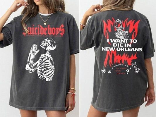 Vintage Suicide Boys Tour Shirt, I Want To Die In New Orleans Shirt, Suicideboys Hiphop Shirt, Scrim Tshirt Grey Day Tour, Unisex T-Shirt, Gifts For Teenager Adult, Short Sleeve Tee Shirt, Gifts For Birthday Mothers Day Christmas