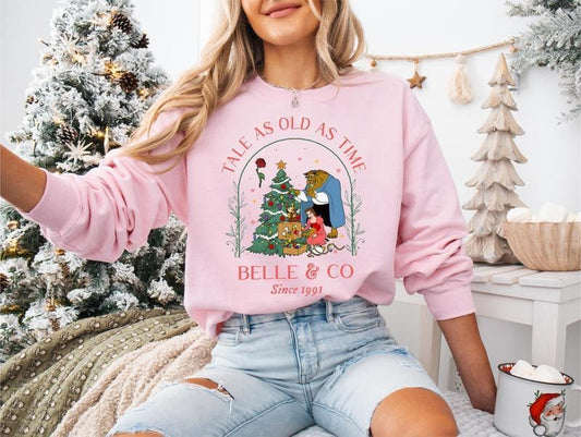 Vintage Tale As Old As Time Christmas Sweatshirt , Retro Christmas Sweatshirt, Belle & Co Christmas Sweatshirt, Christmas...