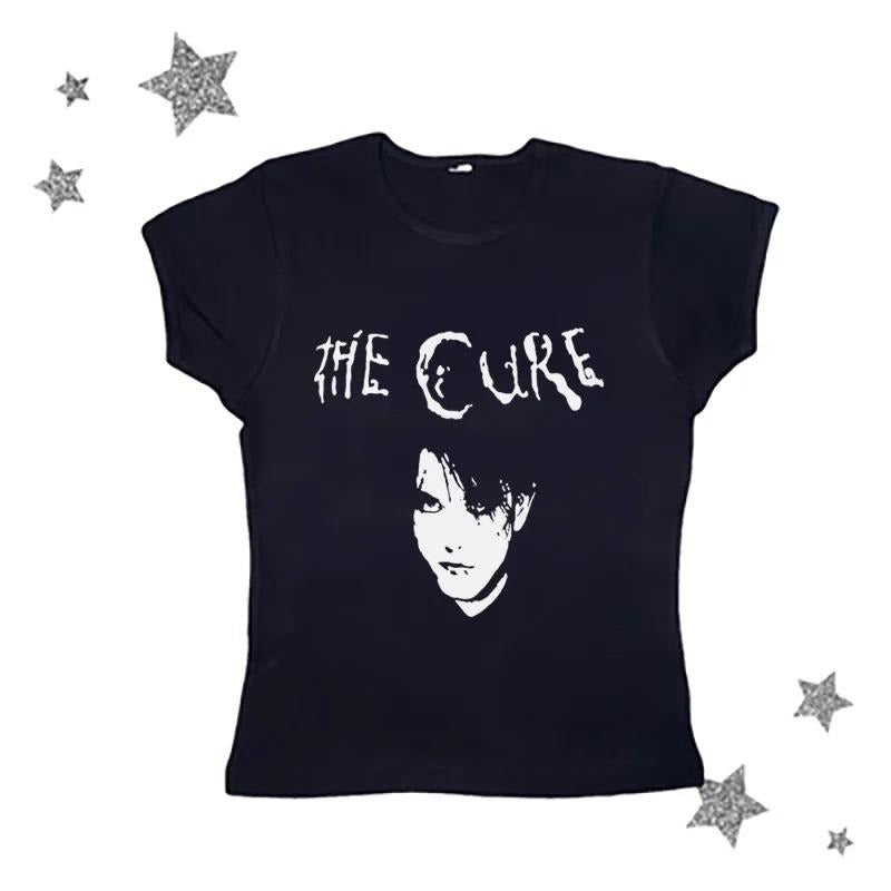 Vintage The Cure Baby Tee, Y2k Top Women Streetwear, Women Fitted T-Shirt, Gothic Emo Girl Top, Scene Clothing 2000s...