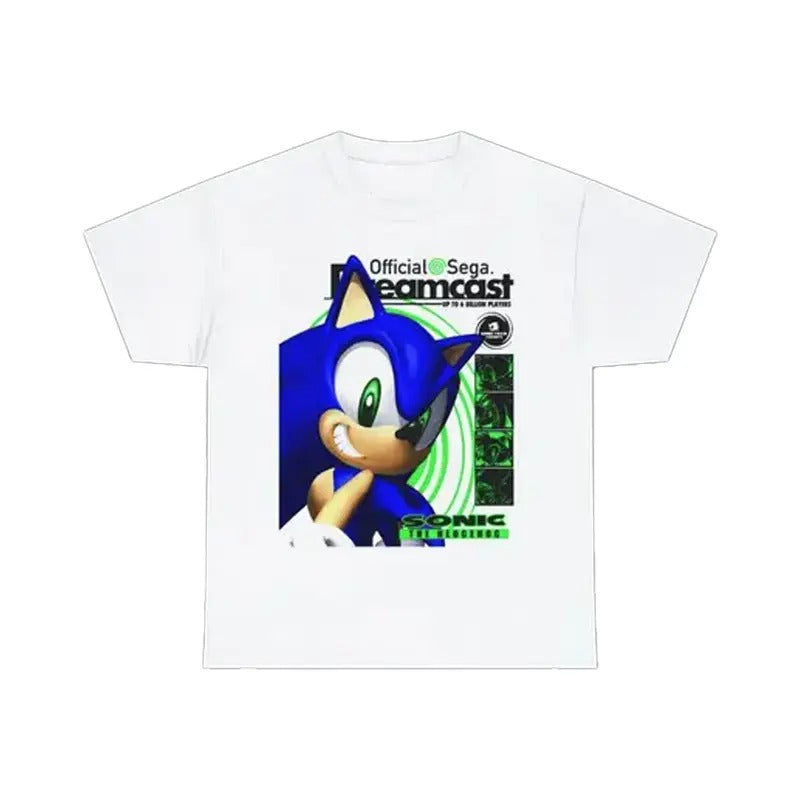 Vintage The Hedgehog Gamer Unisex TShirt Dreamcast Streetwear Shirt Menswear Top, Unisex Cotton Graphic Shirt