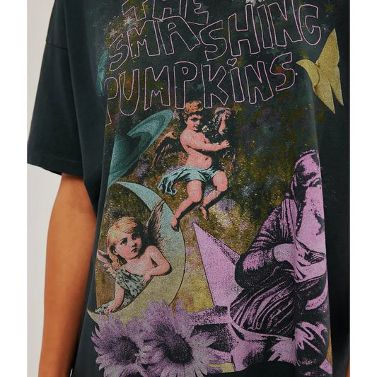 Vintage The Smashing Pumpkins World Tour T-Shirt, Retro Rock Band Tee, Double-Sided Graphic Design, Casual Streetwear, Unisex Cotton Shirt