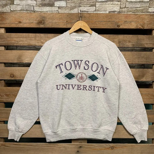 Vintage Townsend University Sweatshirt Townsend Pullover Sweater Townsend Crewneck Jumper Townsend University Logo Graphic Grey Color Medium