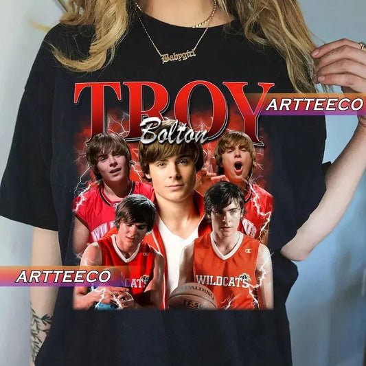 Vintage Troy Bolton Shirt, Troy Bolton T-Shirt, Troy Bolton Homage Tv Sweatshirt Hoodie | InkThreadWorks.com