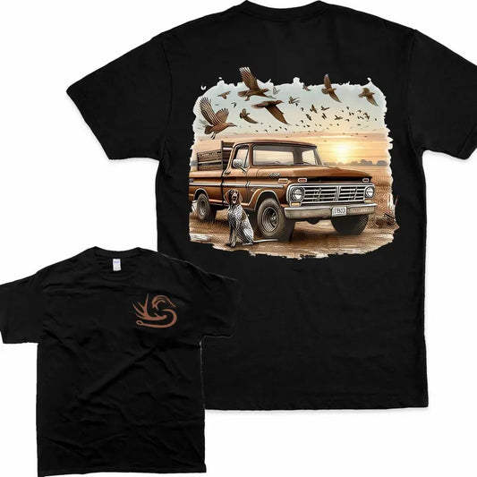 Vintage Truck Hunting T-shirt  Classic Outdoor Graphic Hoodie, Sweatshirt | InkThreadWorks.com