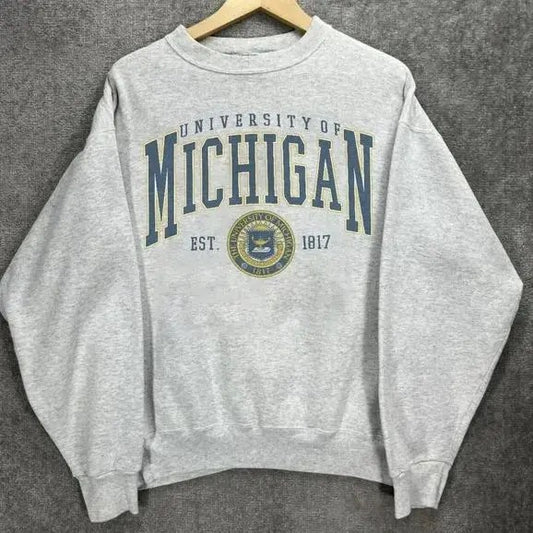 Vintage University Of Michigan Sweatshirts, Michigan University Men Women Shirt Classic Cotton Off-white Unisex Menswear Menswear