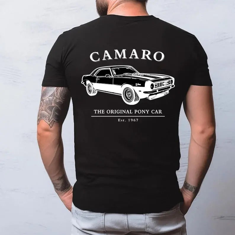 Vintage Vibe 2 Sides Camaro EST 1967 Men's Cotton Tee Old School Tee Gift for Him Classic Car Casual Menswear