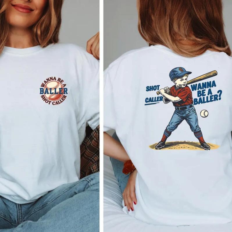 Vintage Wanna Be A Baller Baseball Shirt, Shot Caller Baseball TShirt, Retro Baseball  Tee, Game Day Shirt Top Womenswear