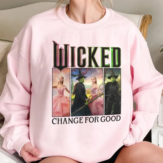 Vintage Wicked shirt, Wicked Change For Good Sweatshirt, Defy Gravity Broomstick Magic Wand, Wizard Movie Fan Shirt, Wicked Musical Fan Gift
