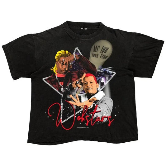 Vintage Wokstars Black Graphic Bootleg T-Shirt