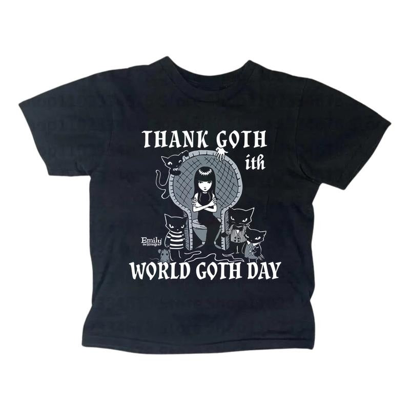 Vintage World Goth Day Baby Tee, Gothic Emo Girl Top, Y2k Top Women Streetwear, Grunge 2000s, Women Fitted T-Shirt...