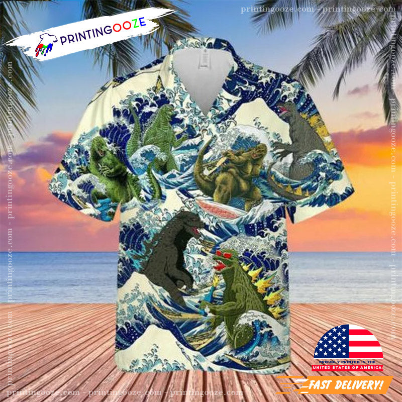 Vintage Super Godzilla Surfing Hawaiian Shirt