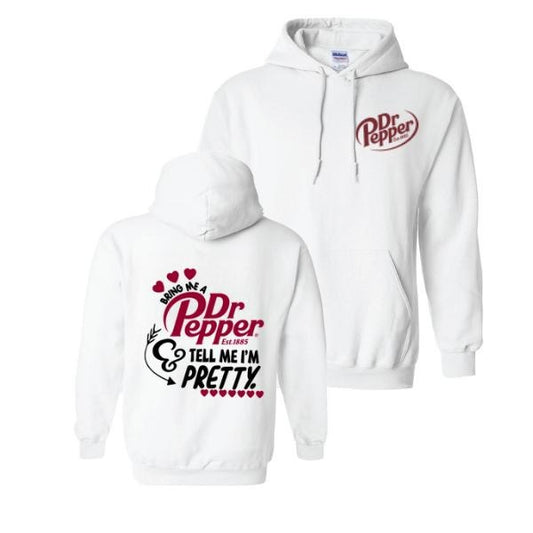 Vintagge Dr Pepper Hoodie, Dr Pepper Tell Me I'm Pretty Hoodie, Funny Sarcastic Soda Collar Cotton Hoodie, Casual Graphic Cotton Hoddie Gift For Men And Women, Full Size, Full Color