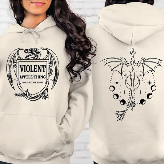 Violent Little Thing 2 Sided Hoodie Sweatshirt, Fourth Wing Fan Sweater, Violet Sorrengail Hoodie, Xaden Riorson Shirt,...