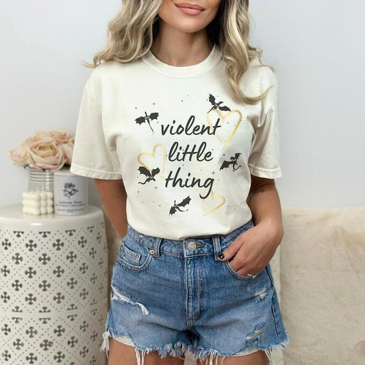 Violent Little Thing Bookish Shirt Dragon Booktok Fandom Tshirt Romantasy Quote T-shirt Bookish Gift for Her Bookstagram...