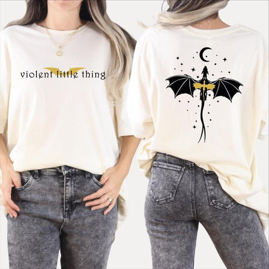 Violent Little Thing Shirt, Crewneck Bookish Tee, Fourth Wing Shirt,Iron Flame Fan Gift, Basgiath Violet Booktok Hoodie,...