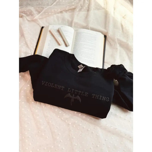 Violent Little Thing, Book Lover Gift, Embossed Crewneck, Puff Print, Embossed Sweatshirt, Foam Vinyl, Book Club Gift,...