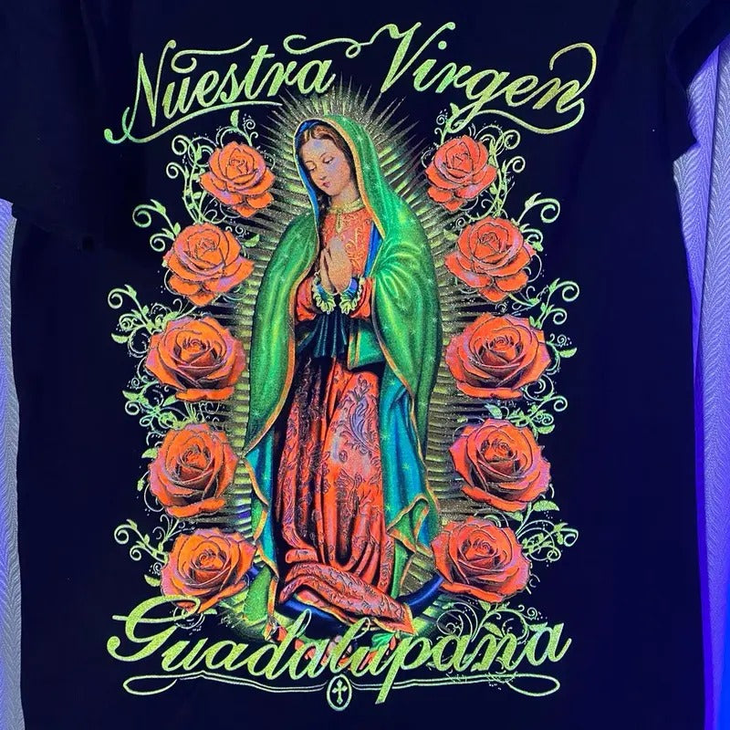 Virgencita doble vista T-shirt Man Tshirt Shortsleeve Hoodie, Sweatshirt | InkThreadWorks.com