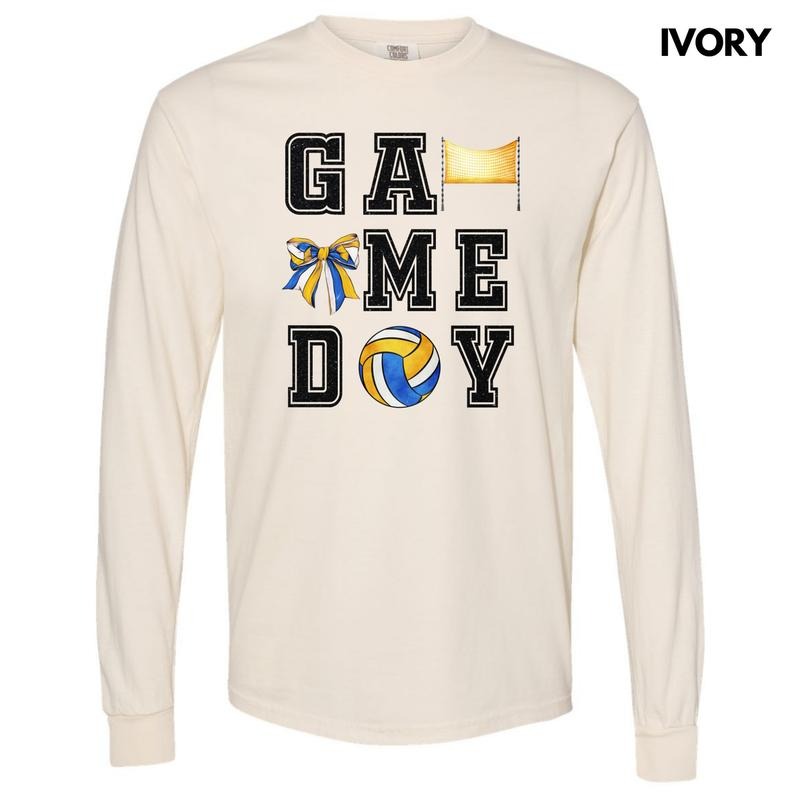Volleyball Game On FAKE Glitter Long Sleeve Comfort Colors T-Shirt 'NLB' Hoodie, Sweatshirt | InkThreadWorks.com
