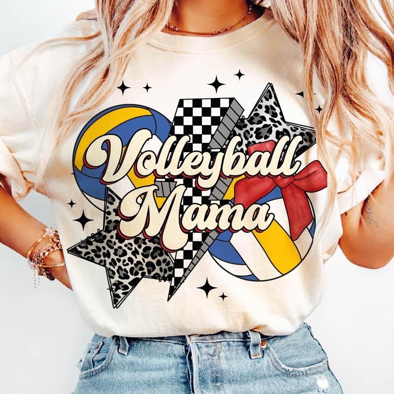 Volleyball Mama Bow T-Shirt, Volleyball Mom T-Shirt, Retro Volleyball Shirt, Game Day , Volleyball Coquette Sports...