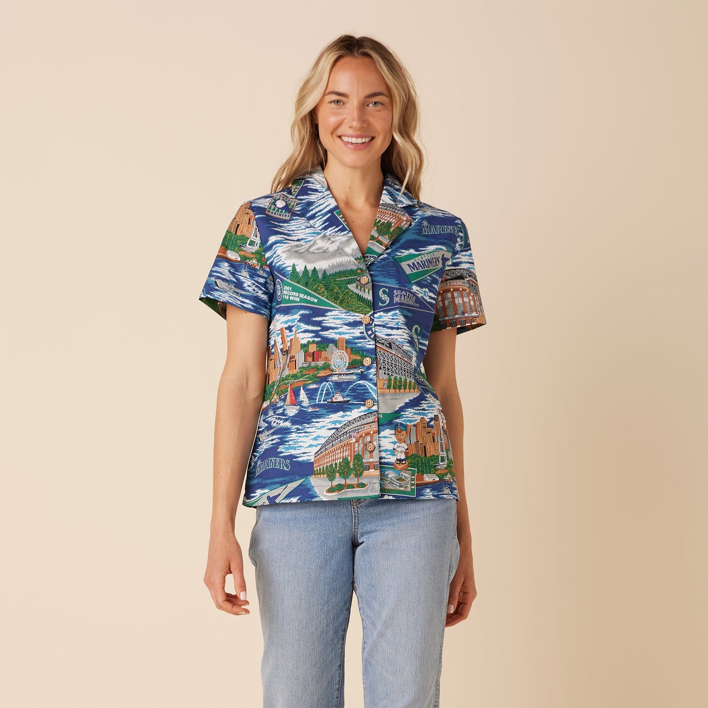 MLB® WOMEN'S SEATTLE MARINERS SCENIC CAMP SHIRT