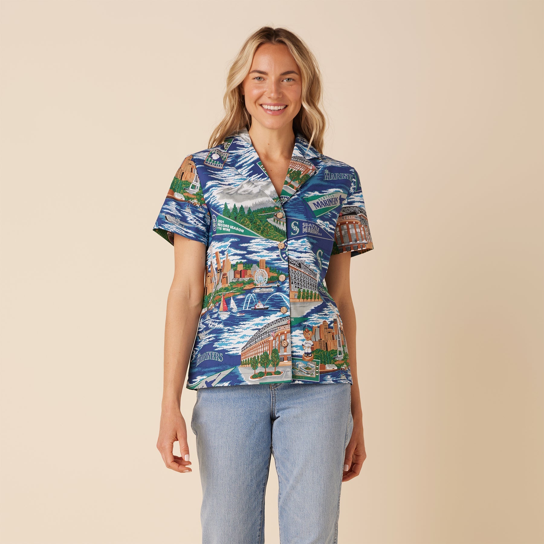MLB® WOMEN'S SEATTLE MARINERS SCENIC CAMP SHIRT