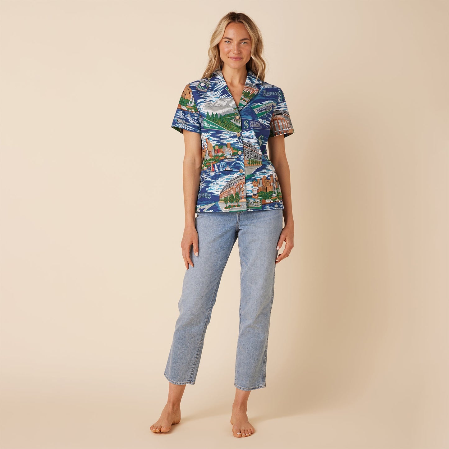 MLB® WOMEN'S SEATTLE MARINERS SCENIC CAMP SHIRT